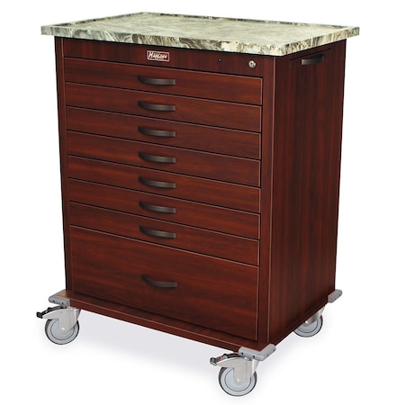 Wood Vinyl Wrapped Carts 8 Drawer Wood Vinyl Aluminum 294 Unit Dose Box Capacity Med Cart WV294BOX